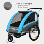 TIGGO VS 2 in 1 Kinderanhänger Jogger mit FederungFahrradanhänger Buggy für 1-2 Kinder 360° Drehbar (Blau) – Bild 3