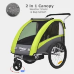 TIGGO VS 2 in 1 Kinderanhänger Jogger mit FederungFahrradanhänger Buggy für 1-2 Kinder 360° Drehbar (Grün) – Bild 3
