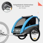 TIGGO VS 2 in 1 Kinderanhänger Jogger mit FederungFahrradanhänger Buggy für 1-2 Kinder 360° Drehbar (Blau) – Bild 7